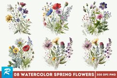 Spring Meadow,wildflower bouquet,meadow floral,wildflower clipart,watercolor flowers,spring time blooms,botanical floral,Rustic PNG Bundle,Wedding Clipart,Birthday Invitation,Elegant Clip art,Commercial Use,Sublimation designWatercolor Spring,Flowers Back