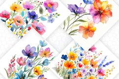 Watercolor Spring Flowers Background Product Image 5