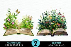 Watercolor Spring Flowers Books Clipart Bundle Product Image 4