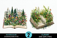 Watercolor Spring Flowers Books Clipart Product Image 1