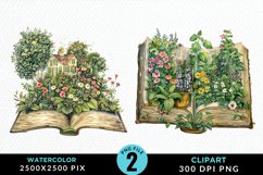 Watercolor Spring Flowers Books Clipart Product Image 1