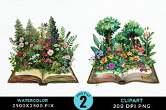 Watercolor Spring Flowers Books Clipart Product Image 1