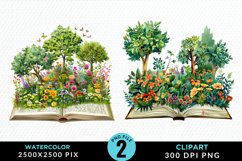 Watercolor Spring Flowers Books Clipart Product Image 1