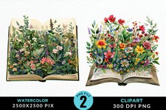 Watercolor Spring Flowers Books Clipart Product Image 1