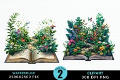 Watercolor Spring Flowers Books Clipart Product Image 1