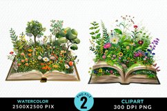 Watercolor Spring Flowers Books Clipart Product Image 1