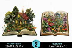 Watercolor Spring Flowers Books Clipart Product Image 1