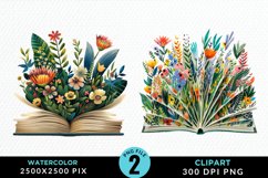 Watercolor Spring Flowers Books Clipart Bundle Product Image 3