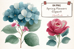 Watercolor Spring Flowers Clipart Product Image 1