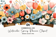 Watercolor Spring Flowers Clipart Product Image 1