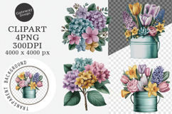 Watercolor spring flowers clipart - spring flowers Png Product Image 1