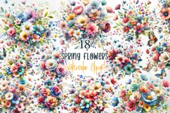 Watercolor Spring Flowers Clipart Product Image 1