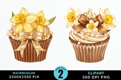 Watercolor Spring Flowers Cupcake Set Clipart Product Image 1