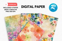 Watercolor Spring Flowers Digital Paper, Spring Background Product Image 1
