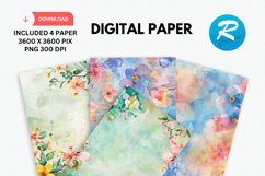 Watercolor Spring Flowers Digital Paper, Spring Background Product Image 1