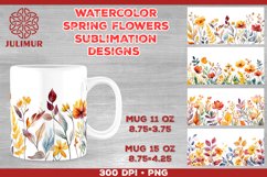 Blooming Spring Watercolor Flowers Mug Sublimation Design Product Image 1