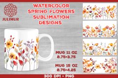 Blooming Spring Watercolor Flowers Mug Sublimation Design Product Image 1