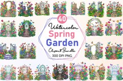 Watercolor Spring Garden Clipart Bundle Product Image 1