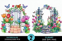 Watercolor Spring Garden Image Clipart Product Image 1