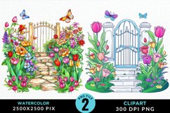 Watercolor Spring Garden Image Clipart Product Image 1