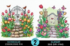 Watercolor Spring Garden Image Clipart Product Image 1