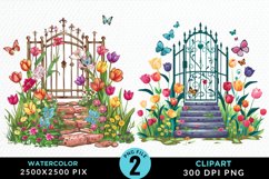 Watercolor Spring Garden Design Clipart Product Image 1