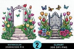 Watercolor Spring Garden Design Clipart Product Image 1