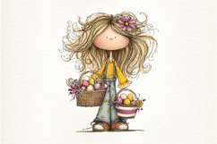Watercolor Spring Girl Clipart Product Image 2