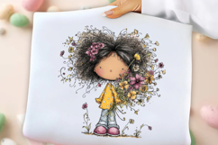 Watercolor Spring Girl Clipart Product Image 3
