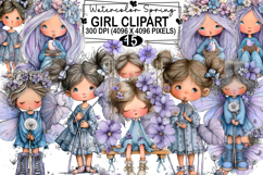 Watercolor Spring Girl Clipart Watercolor png Product Image 1