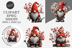 Watercolor spring gnomes clipart - Spring gnome png Product Image 1