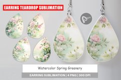 Earring Teardrop Watercolor Spring Greenery Product Image 1