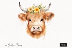 Spring Highland Cow PNG | Spring PNG Product Image 1