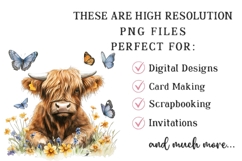 Watercolor Spring Highland Cow Clipart Product Image 2