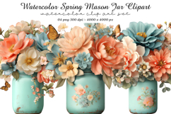 Watercolor Spring Mason Jar Clipart Product Image 1