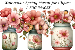 Watercolor Spring Mason Jar Clipart Product Image 1