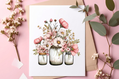 Watercolor spring mason jar clipart Product Image 2