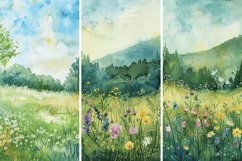 Watercolor Spring Meadow Digital Paper Bundle Product Image 4