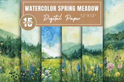 Watercolor Spring Meadow Digital Paper Bundle Product Image 1