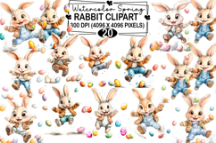 Watercolor Spring Rabbit Clipart Png Product Image 1