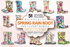 Watercolor Spring Rain Boot Clipart Bundle Product Image 1