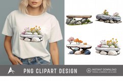 Watercolor Spring Stone Benches Clipart Product Image 1