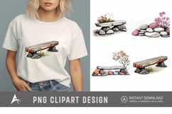 Watercolor Spring Stone Benches Clipart Product Image 1