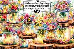 Watercolor Spring Wildflowers Clipart Png Product Image 1