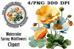 Watercolor Spring Wildflowers Clipart Product Image 1