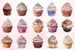 Watercolor Sprinkle Cupcake Clipart Bundle Product Image 3