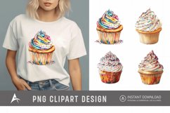 Watercolor Sprinkle Cupcake Clipart Product Image 1