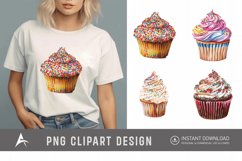 Watercolor Sprinkle Cupcake Clipart Product Image 1