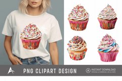 Watercolor Sprinkle Cupcake Clipart Product Image 1