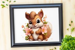 Cute Squirrel with Flowers Watercolor Sublimation Clipart Product Image 8